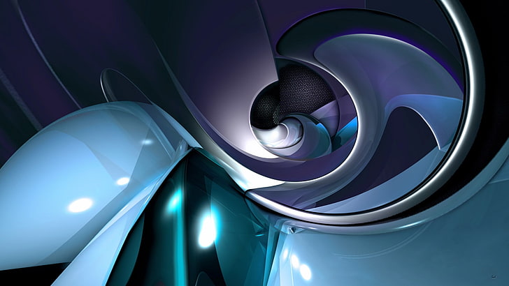 Abstract blue and silver technology forms